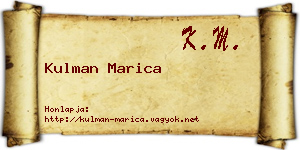 Kulman Marica névjegykártya